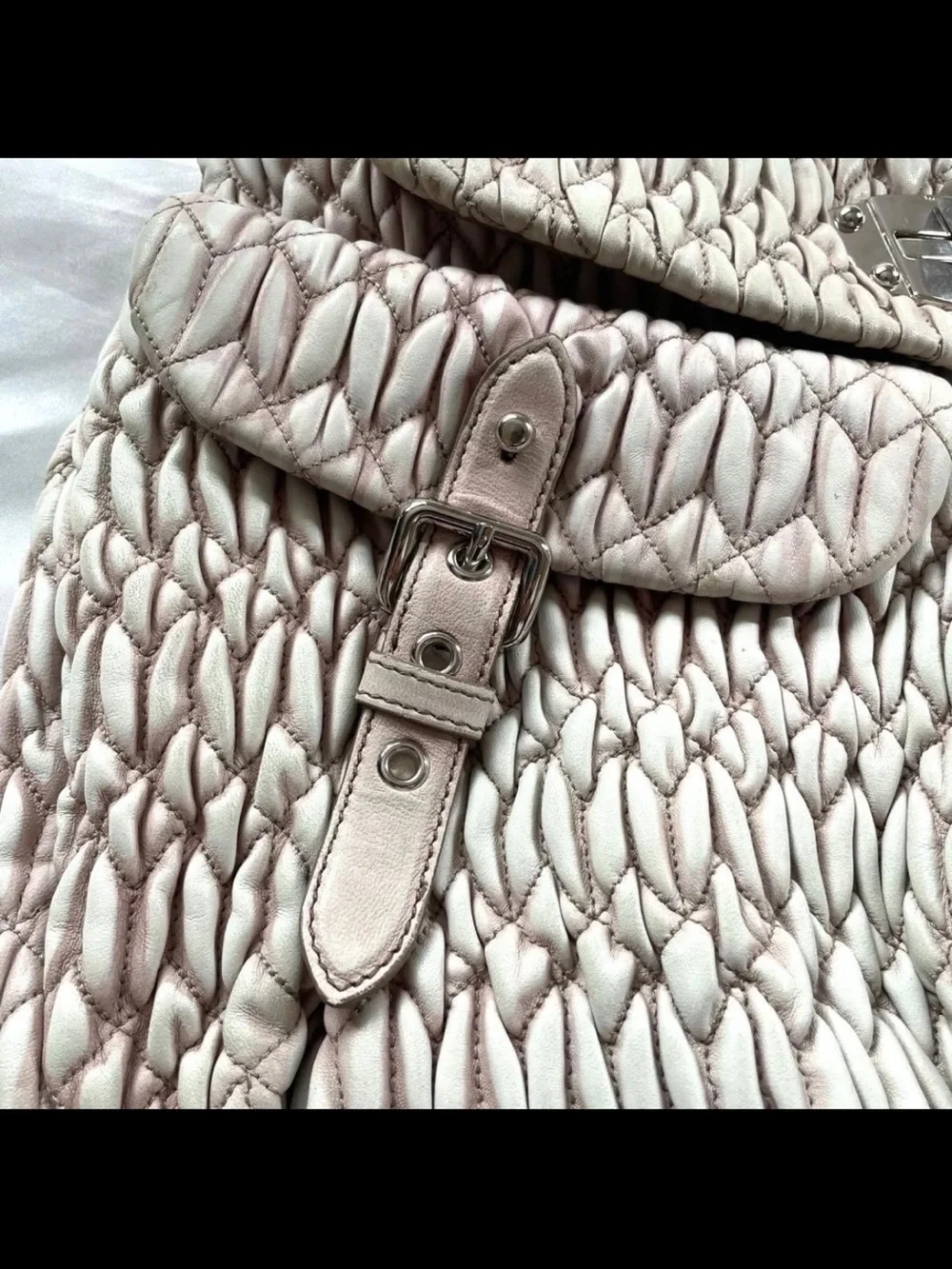 Miu Miu Pale Pink Quilted Braided-Handle Shoulder Bag